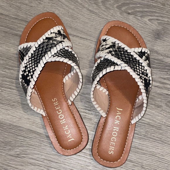 Jack Rogers Snakeskin Crisscross Sandals - Picture 1 of 3